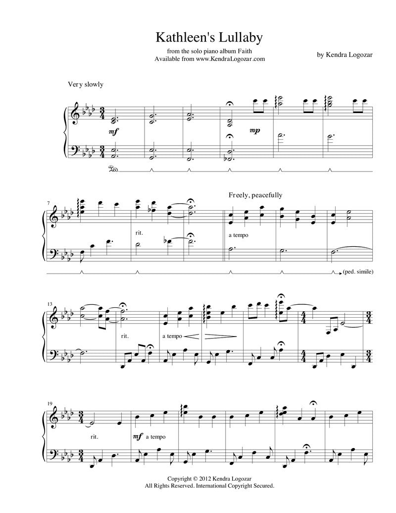 Kathleen's Lullaby- Sheet Music Download
