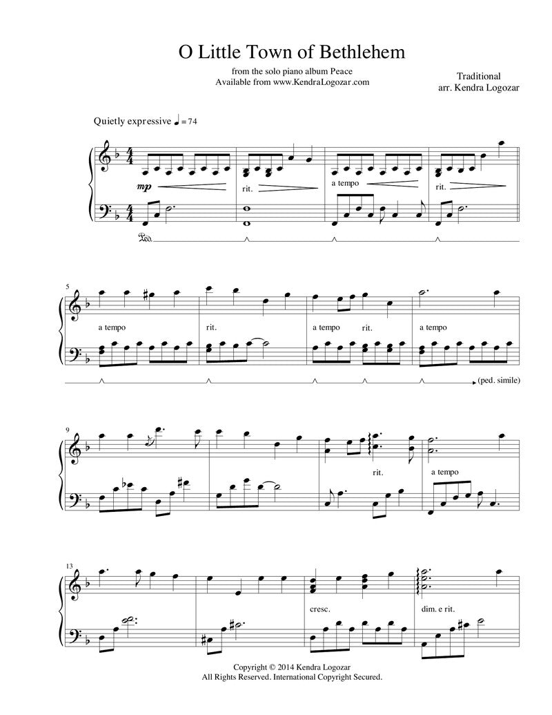 O Little Town of Bethlehem - Sheet Music Download