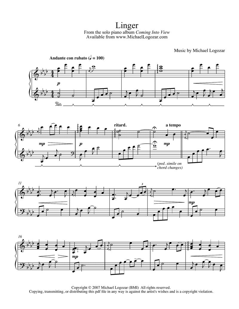 Linger - Sheet Music Download