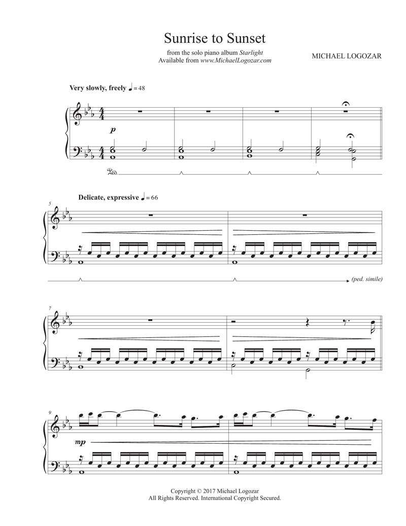 Sunrise to Sunset - Sheet Music Download