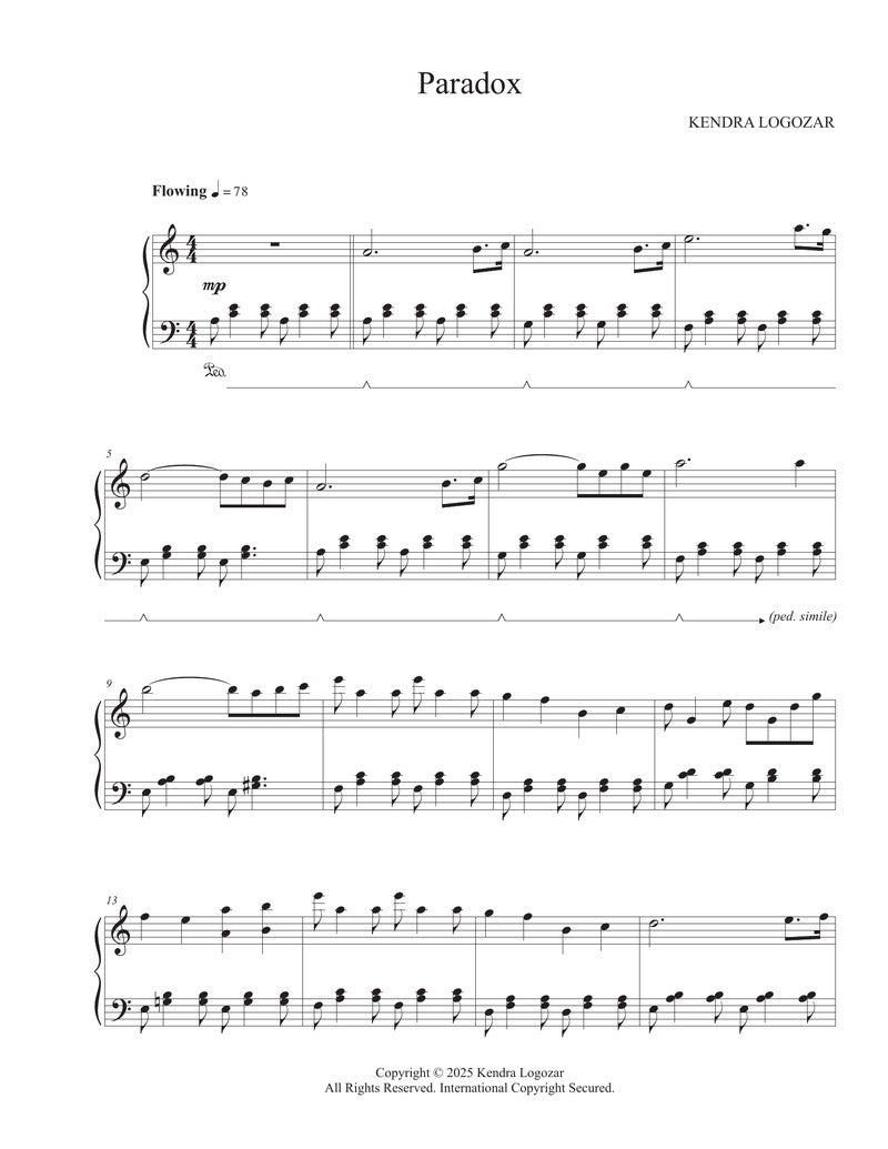 Kendra Logozar - Paradox - Sheet Music Download