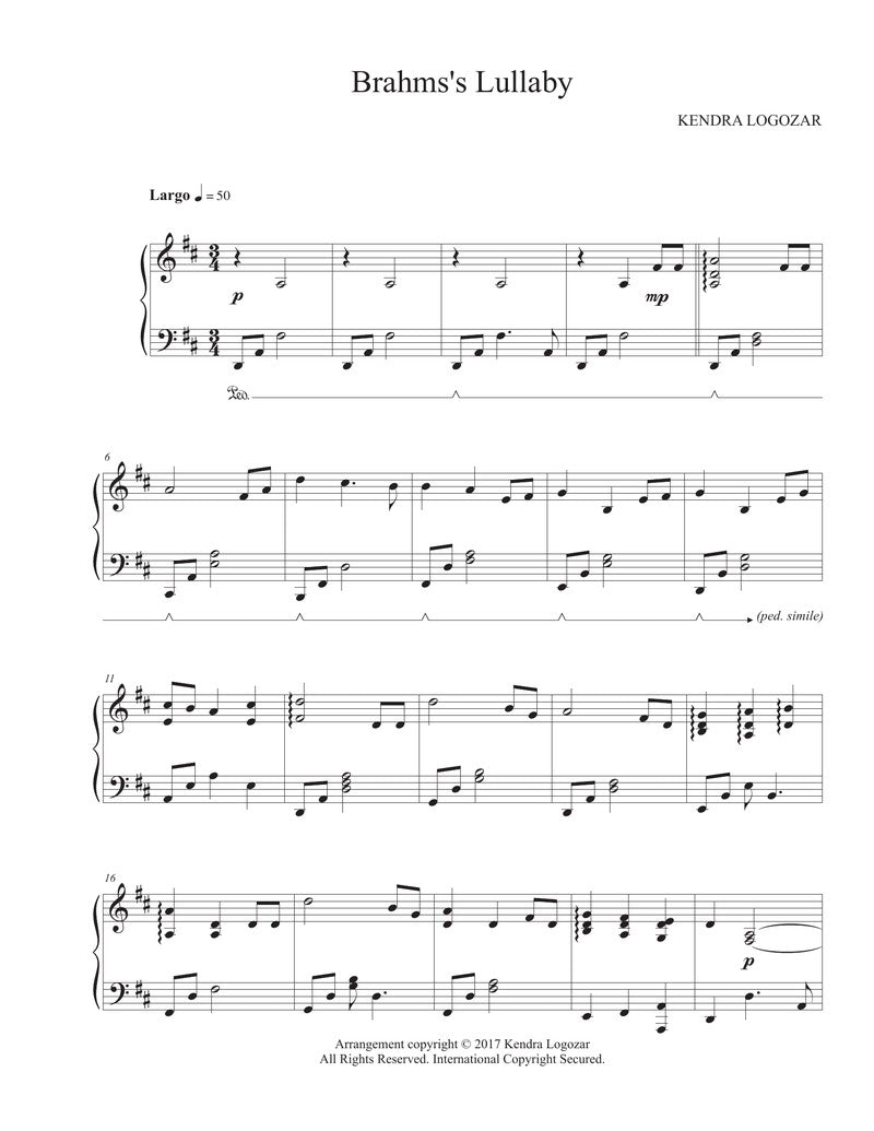 Brahm's Lullaby - Sheet Music Download