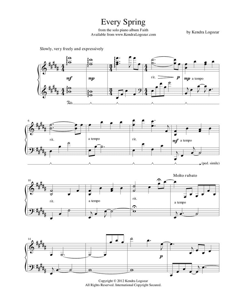 Every Spring - Sheet Music Download