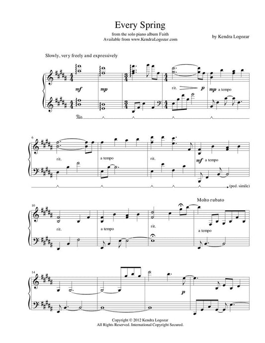 Every Spring - Sheet Music Download