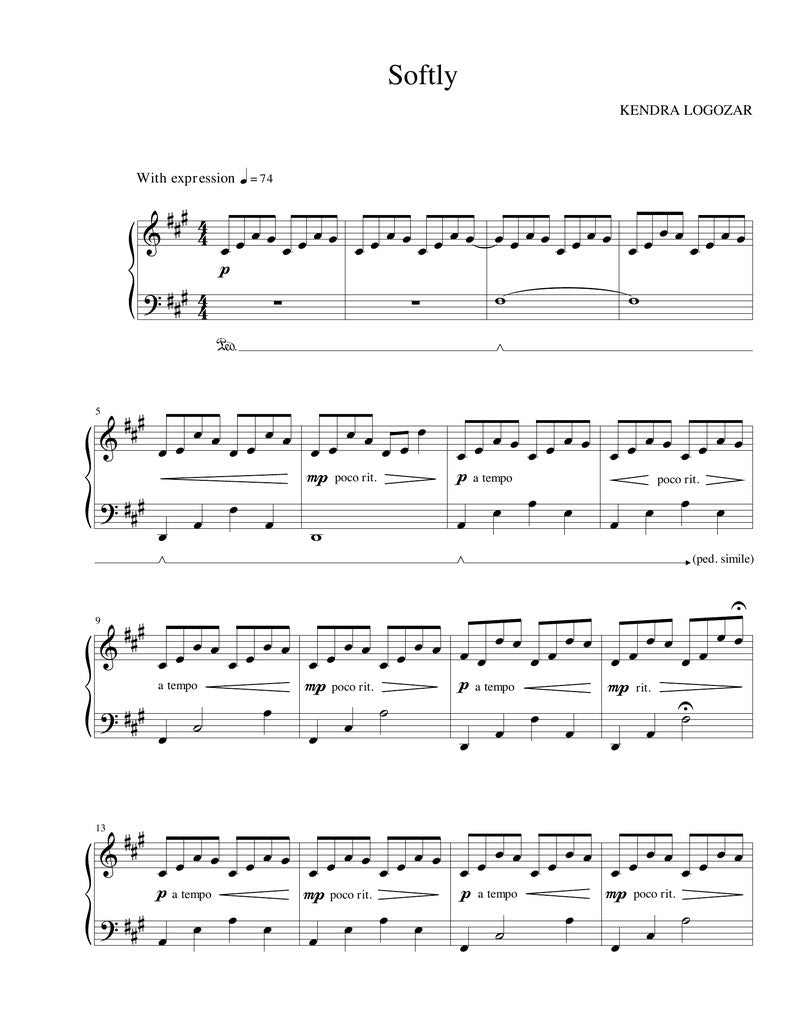 Softly - Sheet Music Download