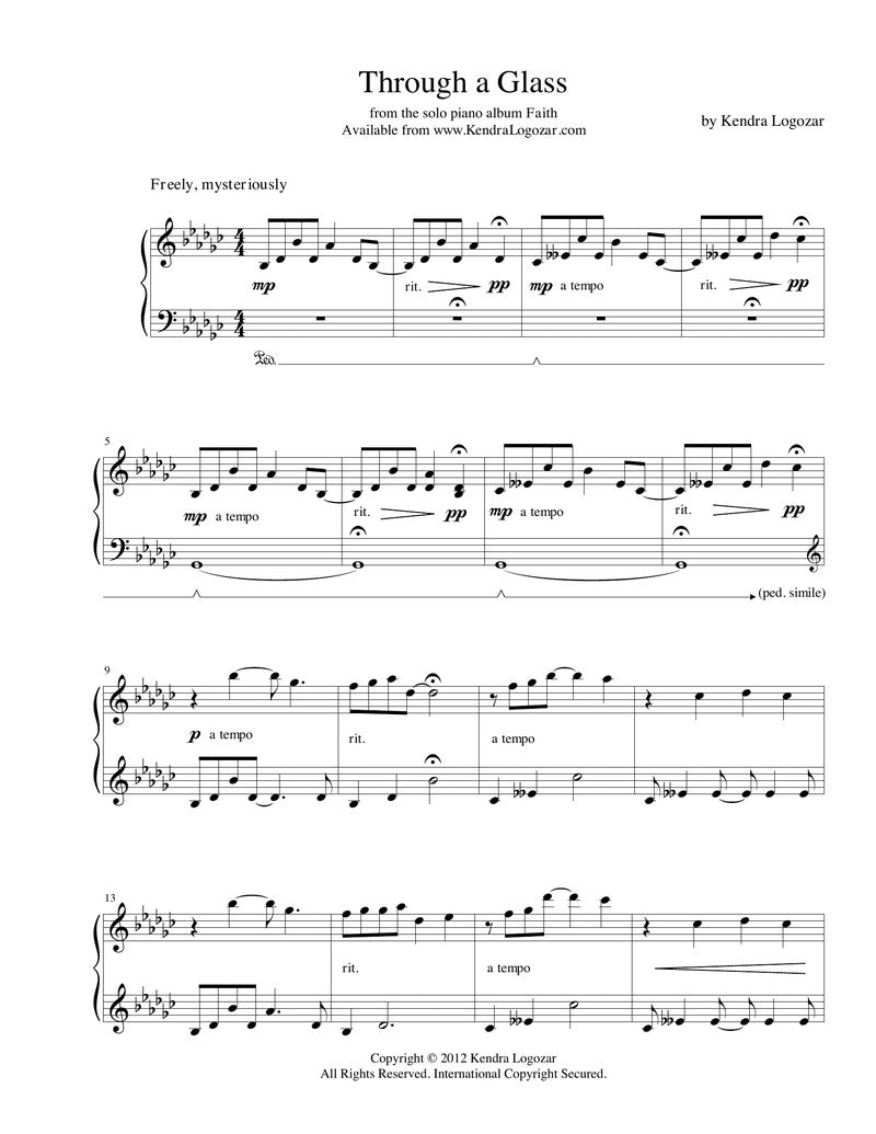 Through A Glass - Sheet Music Download