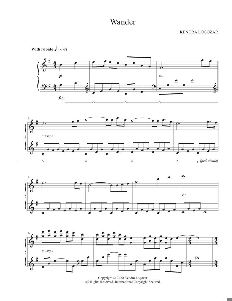 Wander (Key of G) - Sheet Music Download