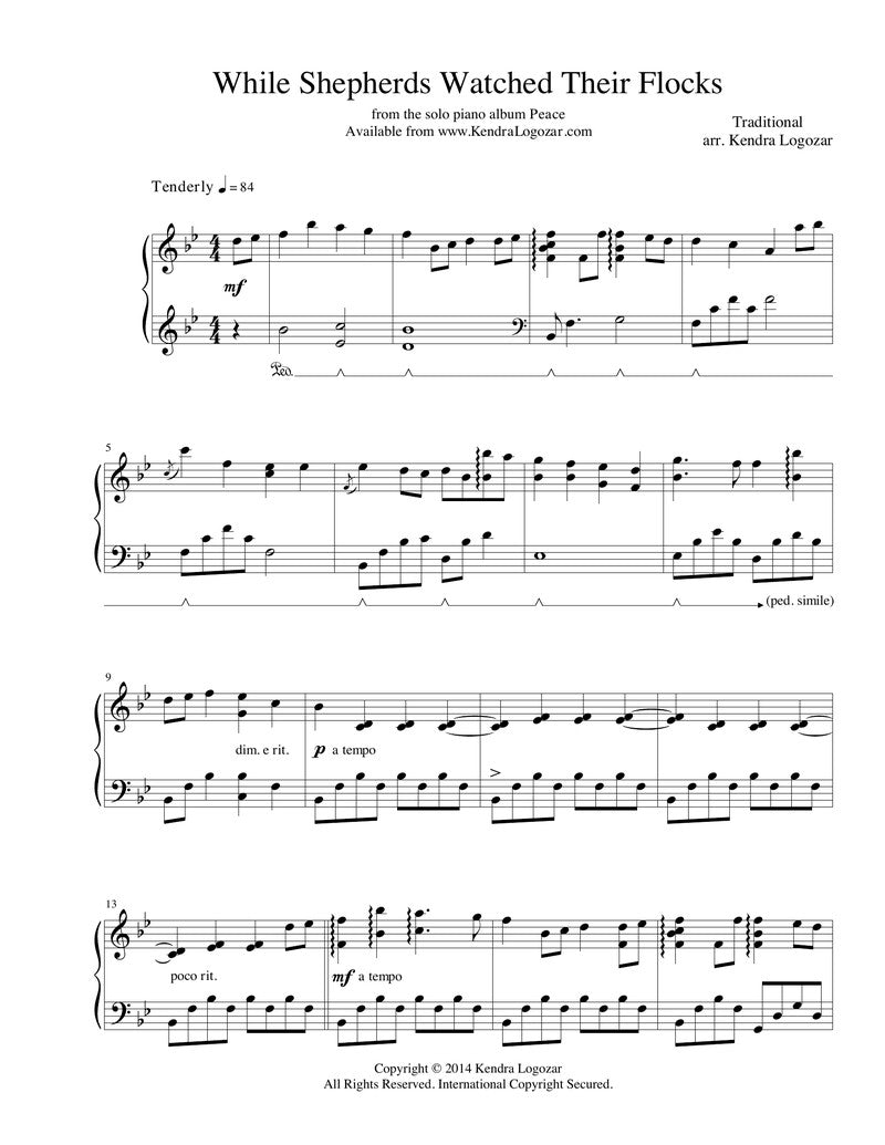 While Shepherds Watched Their Flocks - Sheet Music Download