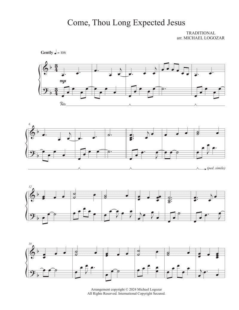 Come Thou Long Expected Jesus  - Sheet Music Download