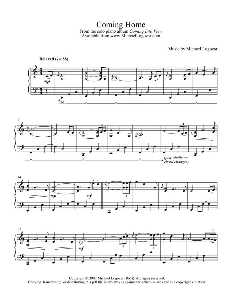 Coming Home - Sheet Music Download