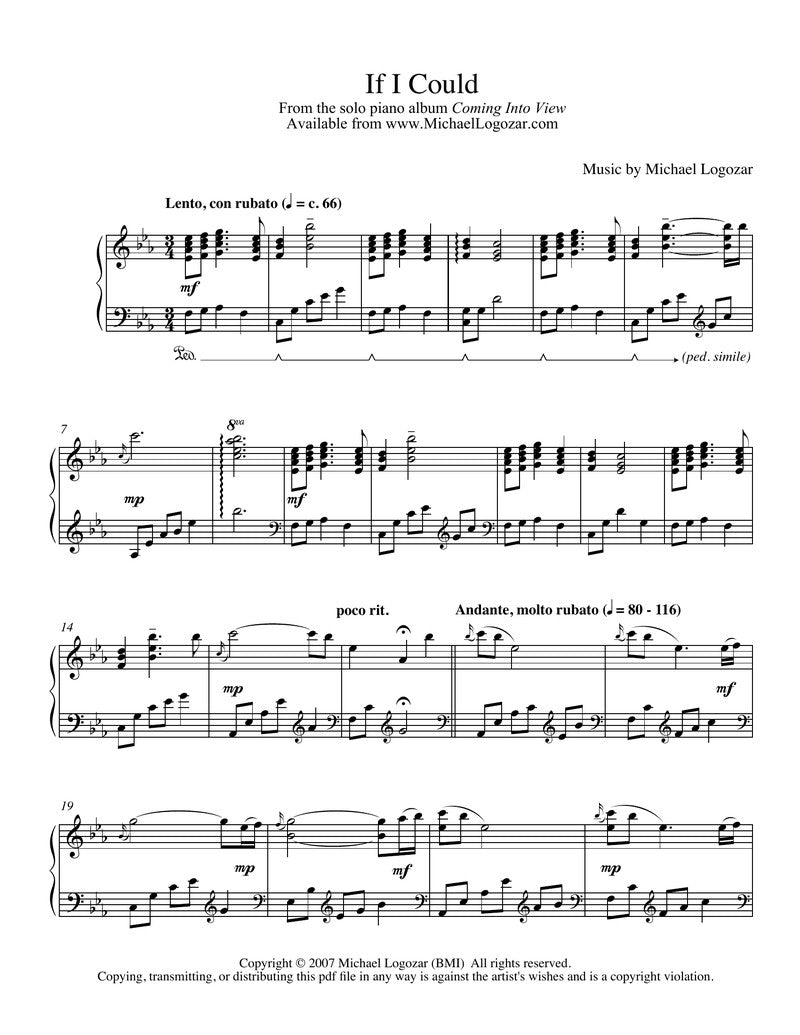 If I Could - Sheet Music Download
