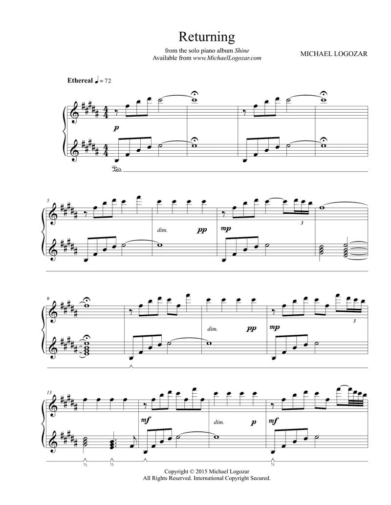 Returning - Sheet Music Download