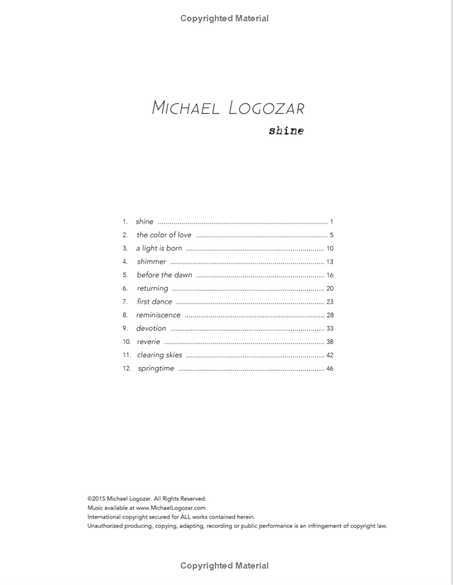 Shine - Piano Sheet Music Song Book